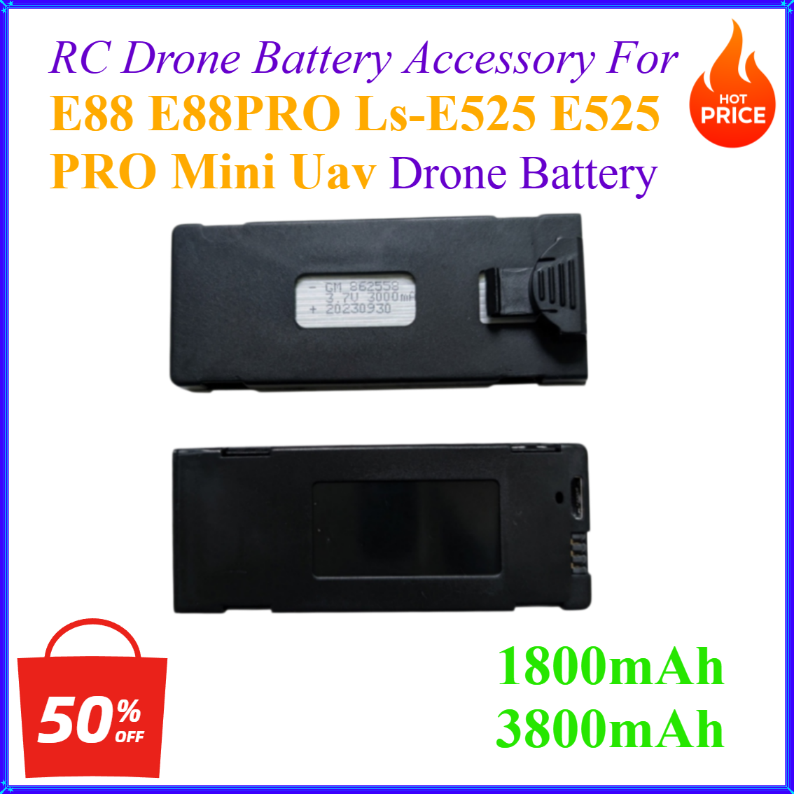 Drone Rc E88 Pro - Аккумулятор 3.7V 1800mAh 3800mAh для радиоуправляемых